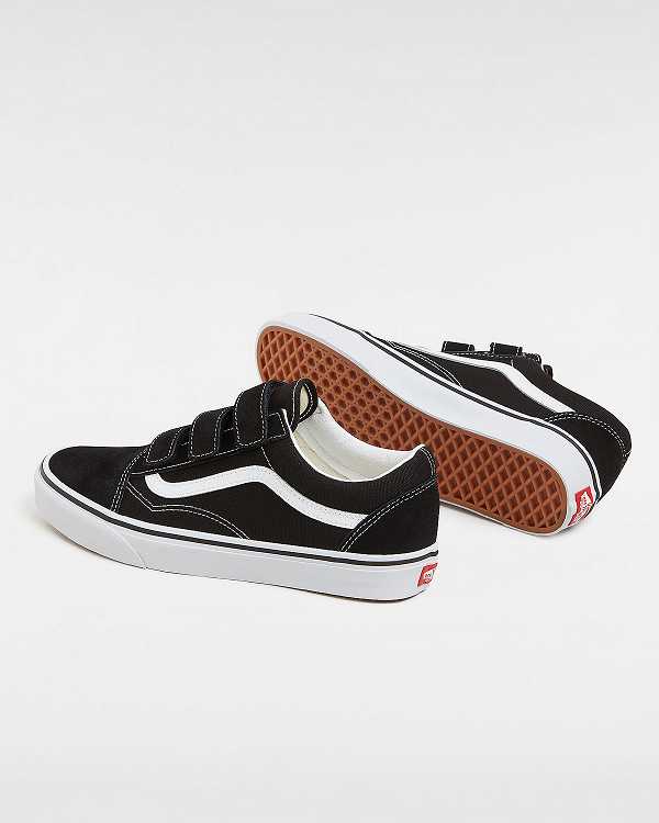 Tenis Vans Suede/Canvas Old Skool Hook And Loop Masculino Pretas Branco | VN2083571