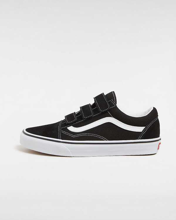 Tenis Vans Suede/Canvas Old Skool Hook And Loop Masculino Pretas Branco | VN2083571